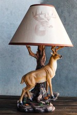 Ebros 12 Point Whitetail Deer Buck Desktop Table Lamp With Shade Wild Life