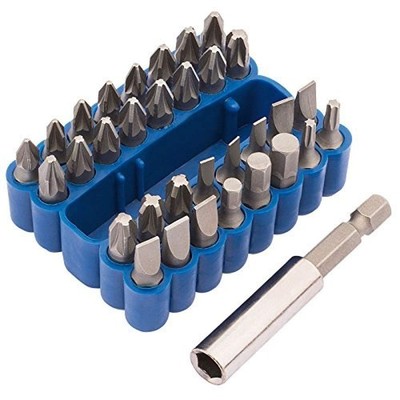 Draper 33-teiliges magnetisches Bithalter-Set | 25 mm 1/4'' Variety Pack, silber 