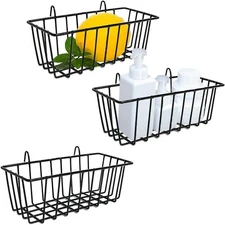 3 Pack Wire Baskets,Wall Grid Panel Hanging Wire Basket,Wall Storage and Display