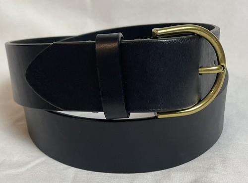 Y2K AEO Women’s Belt Sz M/32 Black Cowhide Leather Rounded Brass Buckle