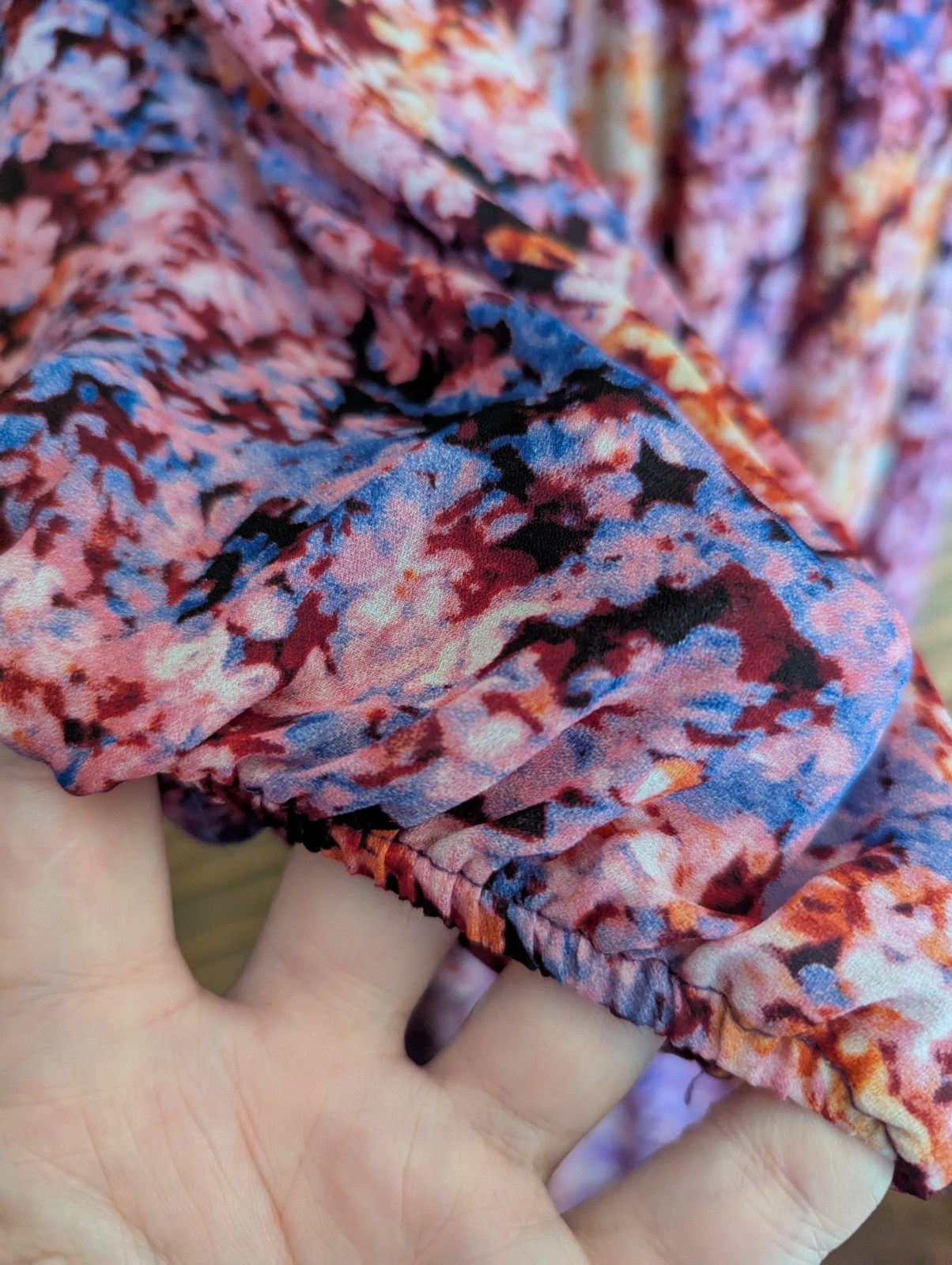 Show Me Your Mumu Size M 8-10 Purple Pink Blue Gold Floral Fairy Maxi Wrap Dress