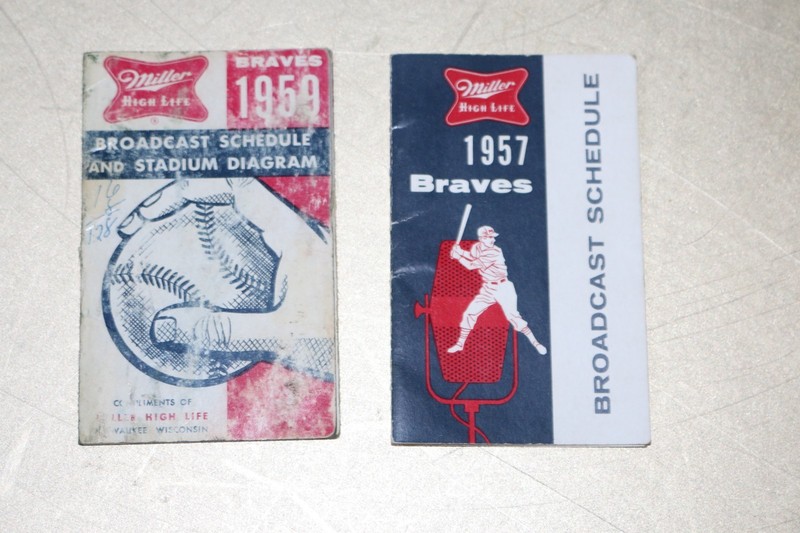 (2) ORIGINAL Milwaukee Braves baseball team schedules from 1957 & 1959