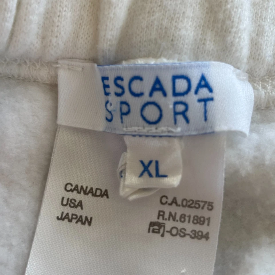 Pantalones de salón deportivos Escada talla XL blancos bolsillos de lana silenciosos logotipo de lujo 18836 Foto 4 de 4