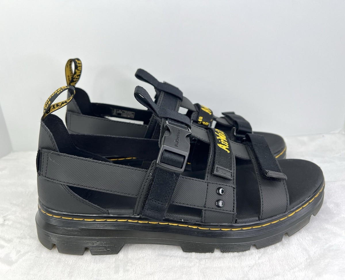 靴 Dr.Martens PEARSON SANDAL BLACK Dr Martens Pearson Webbing Sandals Black Mens Size 14 Lug Sole
