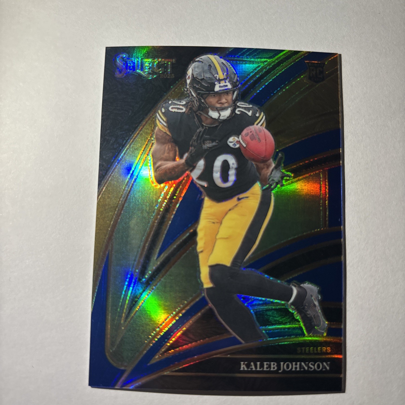 2025 Panini Select Kaleb Johnson Steelers #252 Club Level Blue Prizm /99 RC