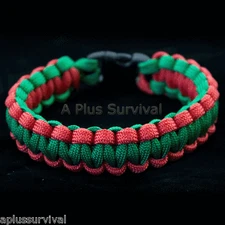 Red & Kelly Green Paracord Rope Emergency Survival Bracelet 550 LB Made in USA