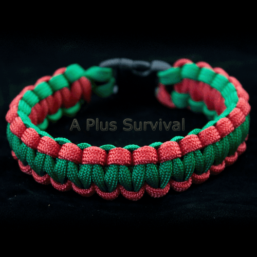Red & Kelly Green Paracord Rope Emergency Survival Bracelet 550 LB Made in USA - Picture 1 of 2