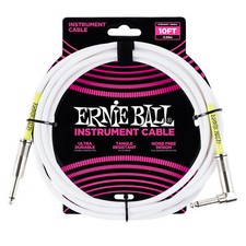 Ernie Ball 10' Straight / Angle Instrument Cable - White