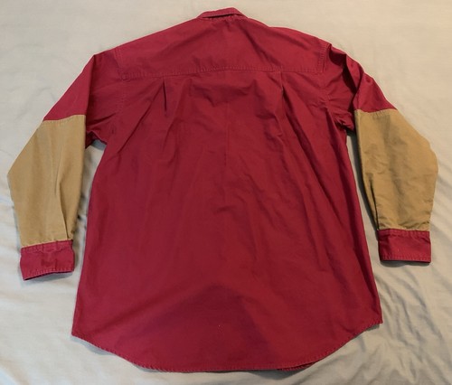 VINTAGE Duxbak Hunting Shirt Men's Large Maroon Shooting Button Up Field Cotton - Picture 8 of 9