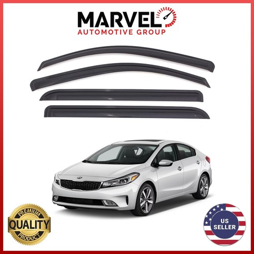 Perfect Fit Rain Guards & Sun Visors For Kia Forte 2014-2018 - Gloss Black, Easy Adhesive Install