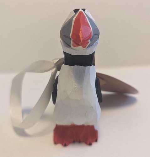 Puffin Wood Ocean Bird Ornament Handmade NWT Hand Carved - Picture 2 of 2