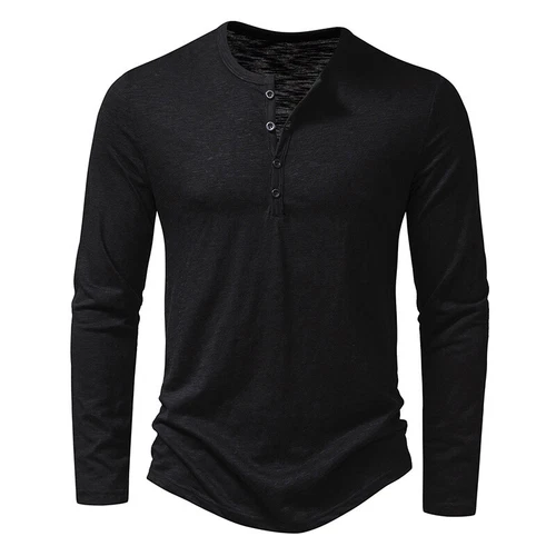 Men T Shirts Long Sleeve T-shirt Mens Henley Neck Daily Wear Casual Basic Top AU - Picture 9 of 41