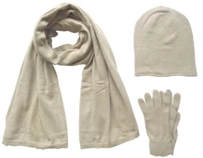 MISSISSHOP Kaschmir Beanie Mütze Slouch / XXL Schal / Handschuhe aus / Cashmere / Wolle