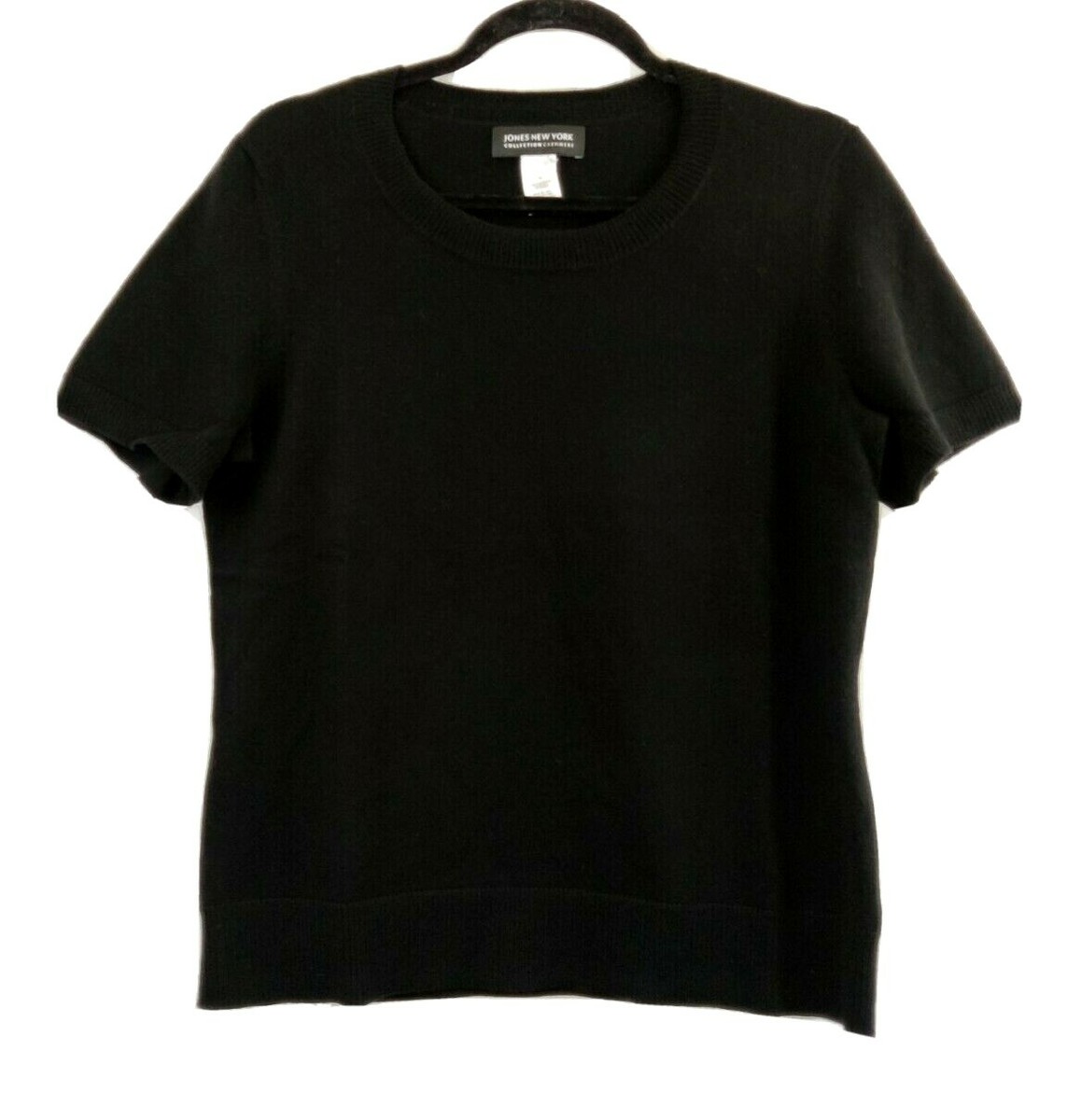 Jones New York 100% Cashmere Black Short Sleeve Knit Top Jones New York 100% Cashmere Black Short Sleeve Knit Top