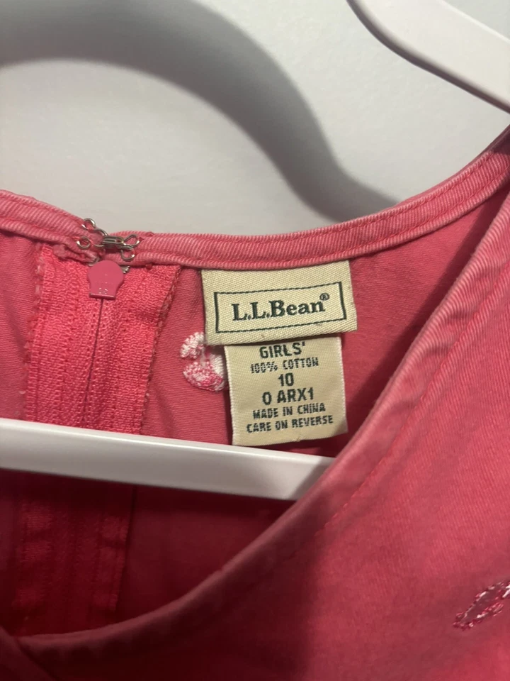 Vintage LL Bean Girls Pink Sleeveless Dress Sun Dress Sz 10 Summer Red Crabs EUC - Image 2 of 3
