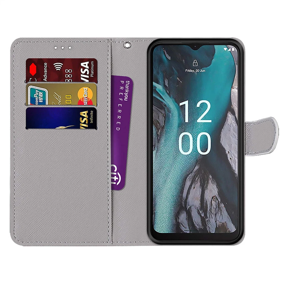 For Nokia G42 C32 C12 G60 G21 C01Plus G10 Magnetic Leather Flip Card Wallet Case - Image 3 of 4