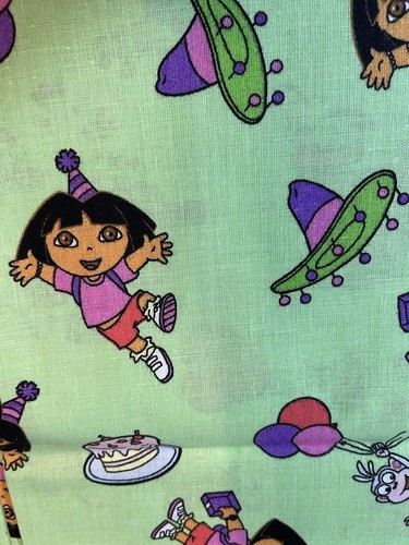 DORA EXPLORER & STIEFEL BAUMWOLLSTOFF SOMBRERO KUCHENBALLONS 2 Yards NOS Cartoon - Bild 2 von 5