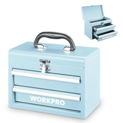 WORKPRO Portable Metal Tool Chest Mini Tool Box 2 Drawer with Ball Bearing Slide