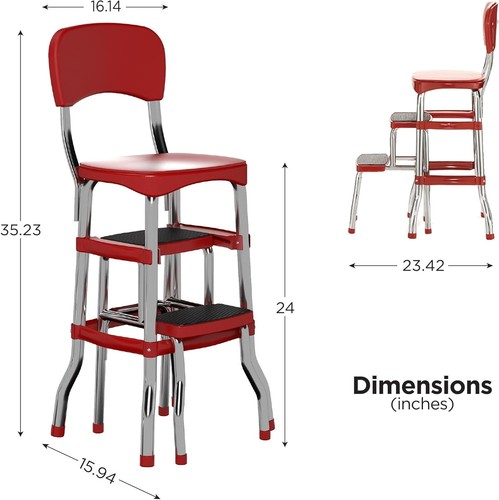 Retro Counter Chair/Step Stool, Red | FREE SHIPPING | - Picture 6 of 6