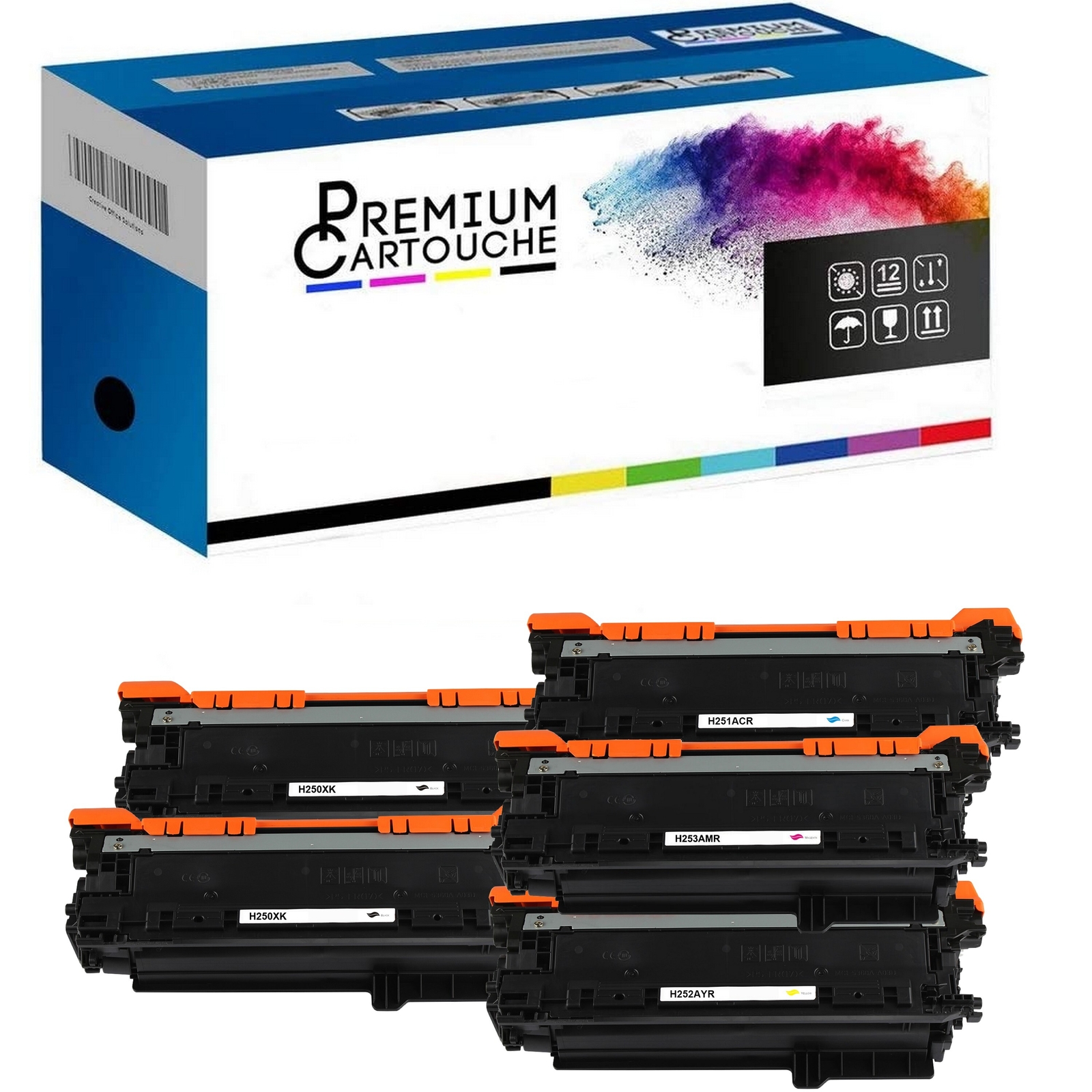 Cartouche toner EP723 CE250 noir et couleur pour imprimante laser pack de 5