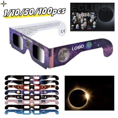 1-100X Lunettes Éclipse Solaire - Filtre Soleil Aux Normes CE (Style Aléatoire) - Photo 1/4