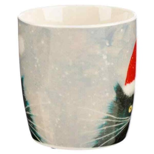 Kim Haskins Katze Porzellan Becher, schwarz weiß Ingwer Mistelkranz Schneemann Geschenk - Bild 24 von 56