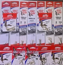 Eagle Claw Gold Aberdeen Hooks Styles 202 & 121 Snelled Fishing   All Sizes Pick