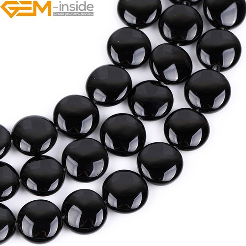 Natural Drip Coin Black Agate Gemstone Loose Beads For Women Jewelry Making 15'' - Picture 53 of 71