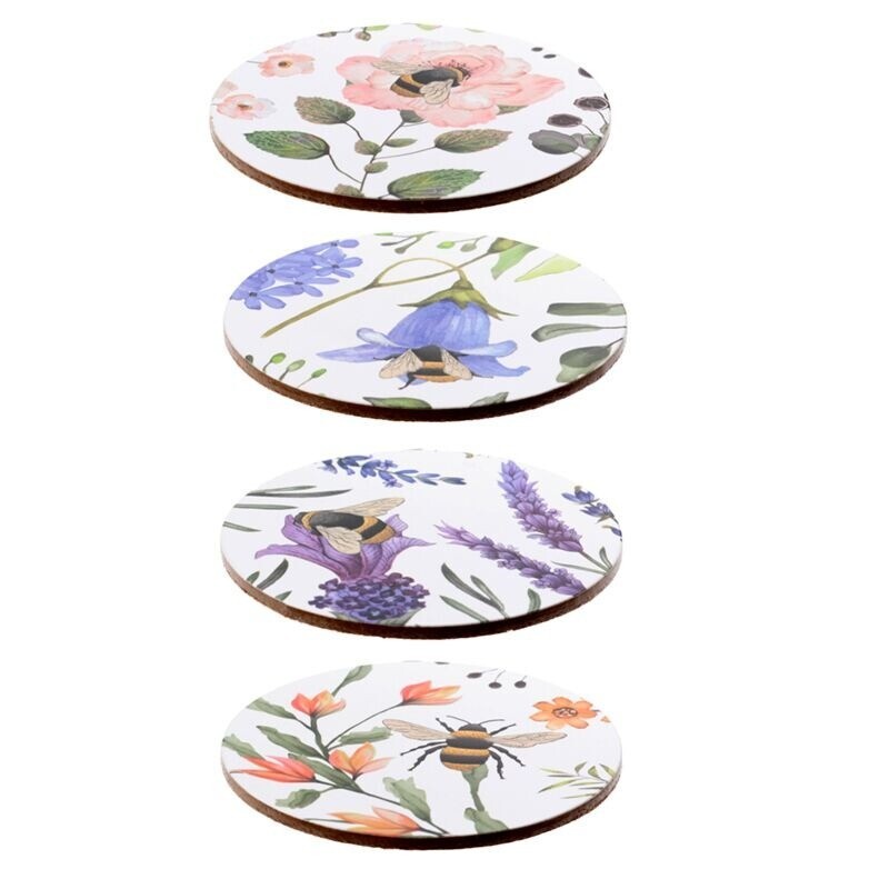 Puckator The Nectar Meadows Set of 4 Cork Coasters - Table Pub Drink Coasters Tiles Placemats - Bar Accessories For Home - Desk Coaster Tile Slate Dining Table Decor Drinks Mats Man Cave Accessories - Image 4