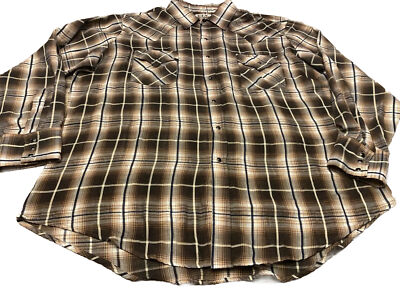 Ely Cattlemen Shirt Mens X Large Pearl Snap Plaid Cowboy Rancher Western