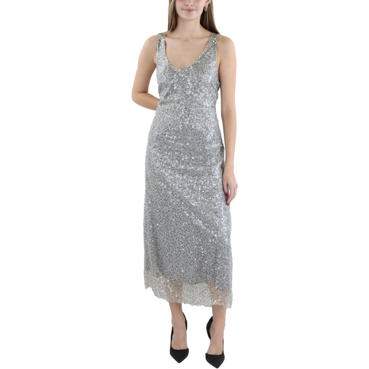 Вечернее платье Vince Womens светло-серого цвета с металлическими блестками, M BHFO 5295