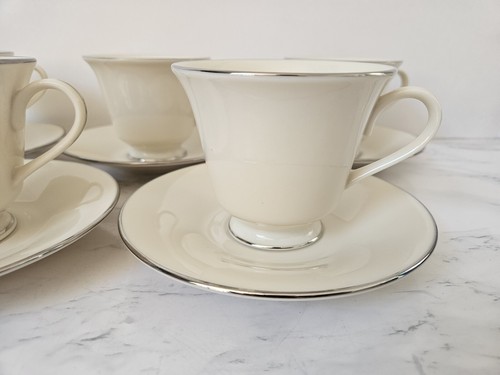 Five Lenox Maywood Footed Cups & Saucers w/Platinum Trim Excellent Cond #A2 - Picture 4 of 12