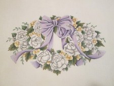 FLORAL W/ LAVENDAR BOW-MELISSA SHIRLEY-HANDPAINTED NEEDLEPOINT CANVAS