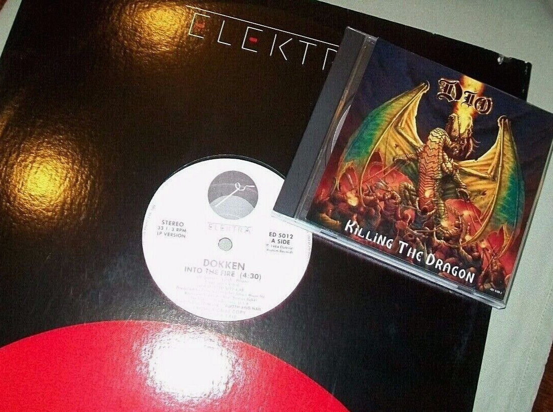 Dio  //  Dokken      **PROMO VINYL/CD LOT**      Into the Fire  --  Dragon
