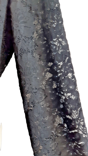Emma Pucci Formal Button Shirt Black Lace Quilted Yoke Ruffle L/Slve M RegFit - Picture 4 of 10