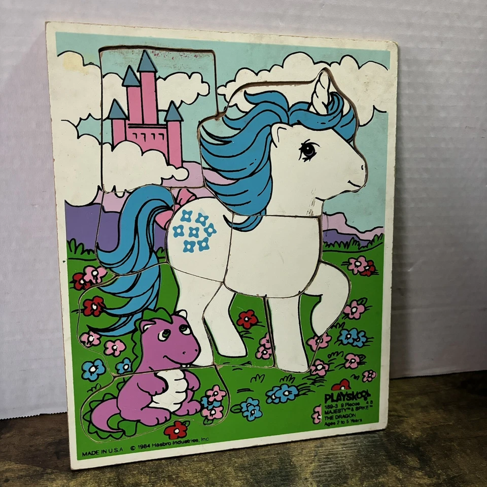 复古 1984 Majesty & Spike The Dragon 孩之宝 Playskool 框架托盘拼图 189-3 — 第 4/4 张图片