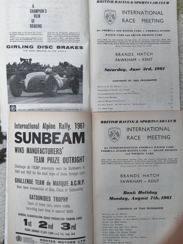 2 x BRANDS HATCH 3rd June , 31stAug 1961 INTERNATIONAL Official Programmes - Picture 3 of 5
