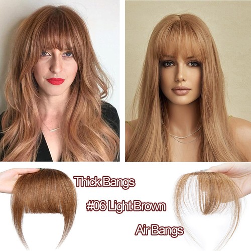 Clip In 100% Remy Air Thick Fringe Bangs Human Hair Extensions Hairpiece Topper - Picture 27 of 33