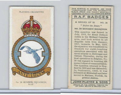 P72-172b Player, RAF Badges (Motto), 1937, #26 38th Bomber Squadron RAF
