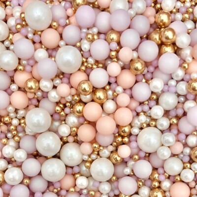 Wedding Lilac peach white gold Sprinkles mix cupcake cake topper pretty Pearls
