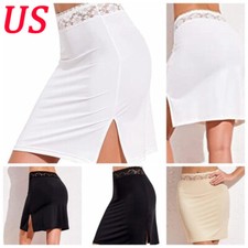 Womens Satin Half Slip Skirt Solid Color Underskirt for Party Dress