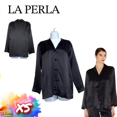 NWT La Perla Women's XS Silk Pajama Top only Black $485 (SET)