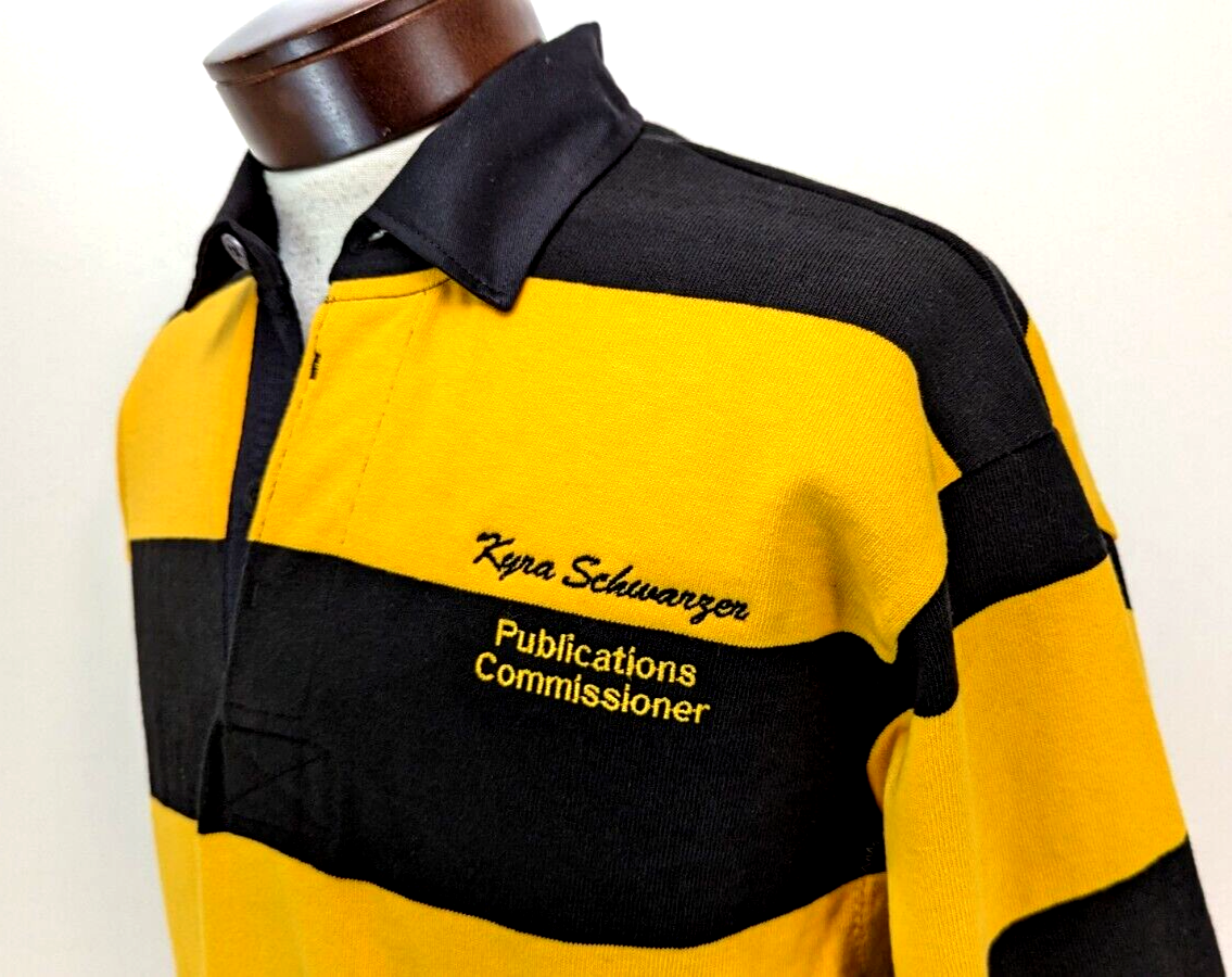 BARBARIAN RUGBY WEAR Rugby Shirt Men's Black Yellow Striped
