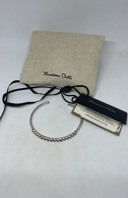 BRAND NEW IN POUCH & TAGS MASSIMO DUTTI BRACELET BANGLE SILVER TONE EFFECT  