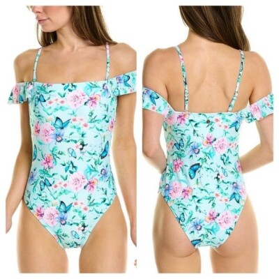 Nanette Lepore One-piece Off Shoulder Swimsuit Butterfly Garden
