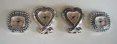 SET OF 2 SILVER FINISH HEART & SQUARE SHAPE WATCH FACES FOR BEADING OR OTHER USE