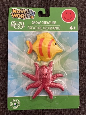 MAGIC GROW CREATURE 2 PACK FISH & OCTOPUS WATCH IT GROW UP TO 600% IN WATER!