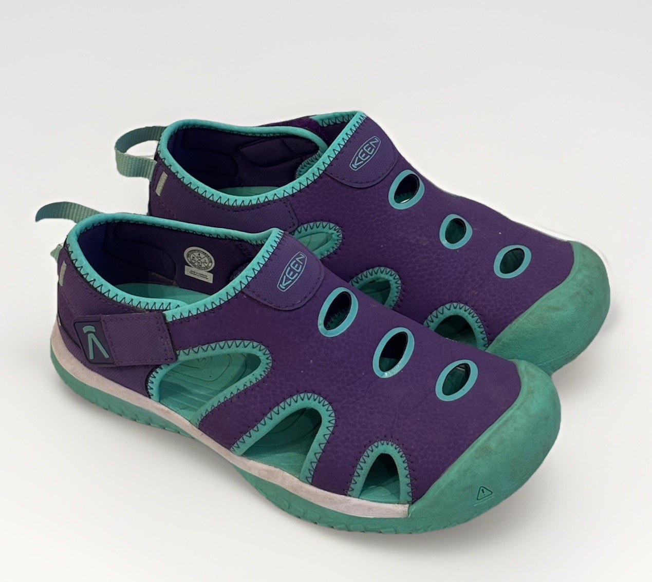 Sandali Keen Stingray Aqua Stop viola e verde scarpe da acqua slip on bambina 4