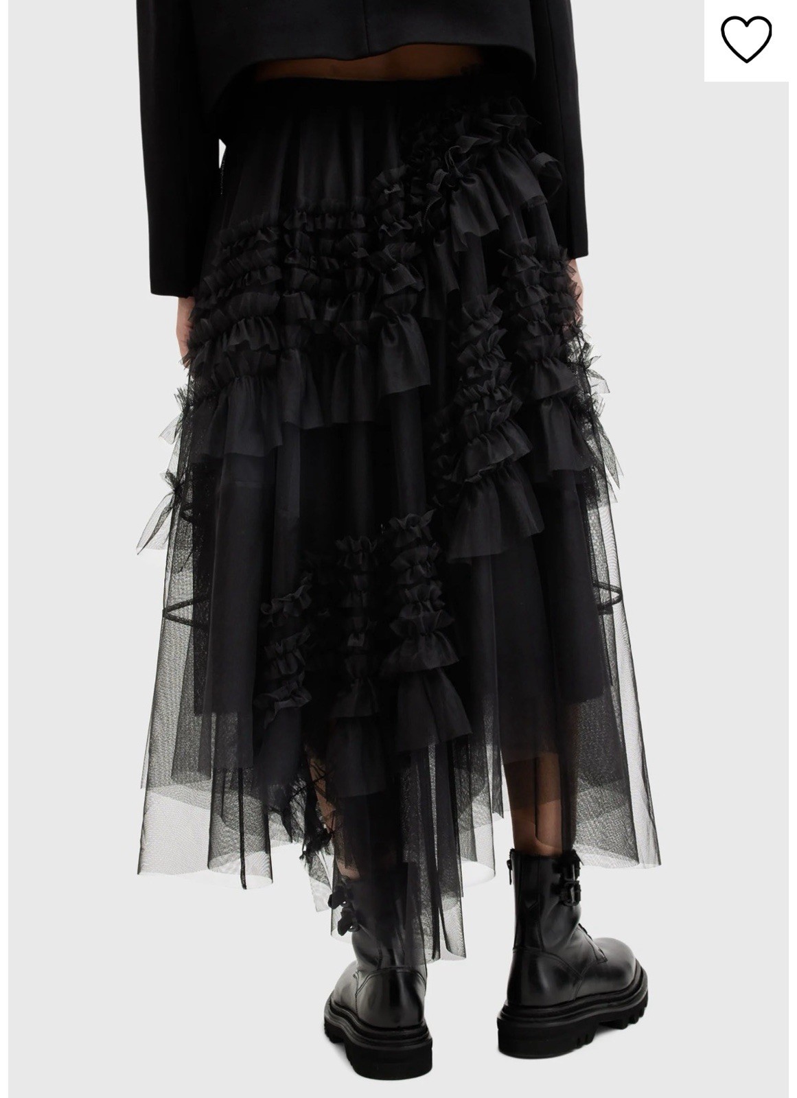 Maxi Falda Asimétrica All Saints Jen Tul Negra, Talla 14