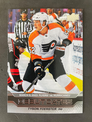 2023-24 Upper Deck Series 1 - Debut Dates Tyson Foerster #DD-7 (RC) Flyers